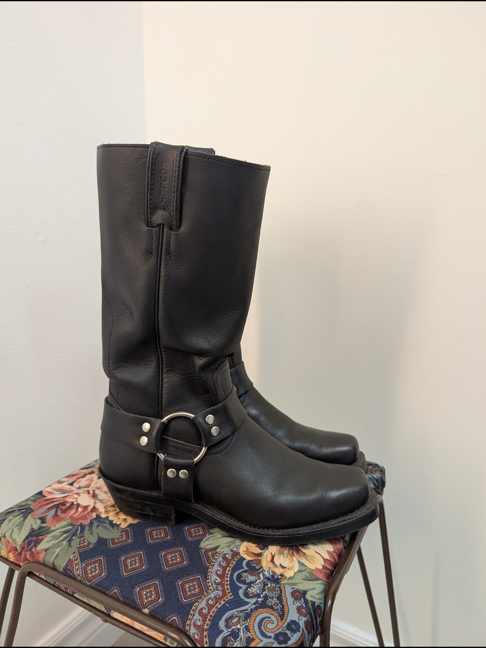 Black Leather Harness Boots